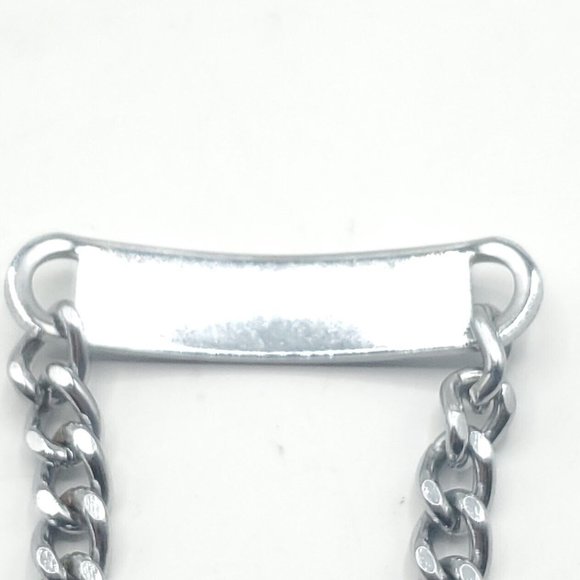 Stainless Steel Link Chain Bracelet Mens Silver Toned ID Panel 7.50 in. Length - Picture 7 of 9